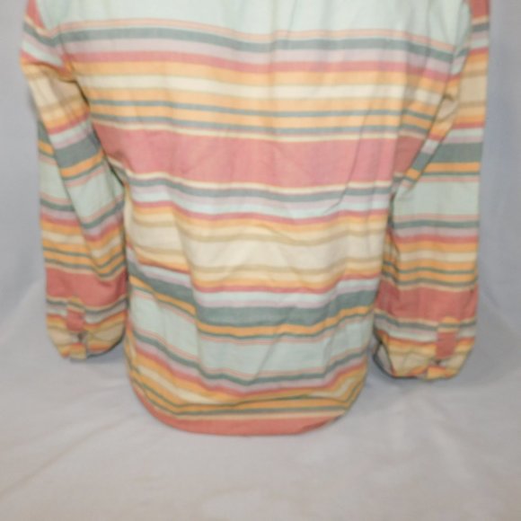 American Eagle Men S 1/4 Button Pullover Long Sleeve Striped Button Down Shirt - Picture 9 of 10